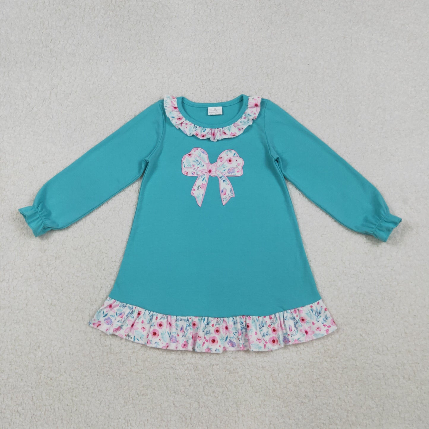 RTS NO MOQ Sibling Baby girls clothes Embroidery bow long-sleeved rompers and dress