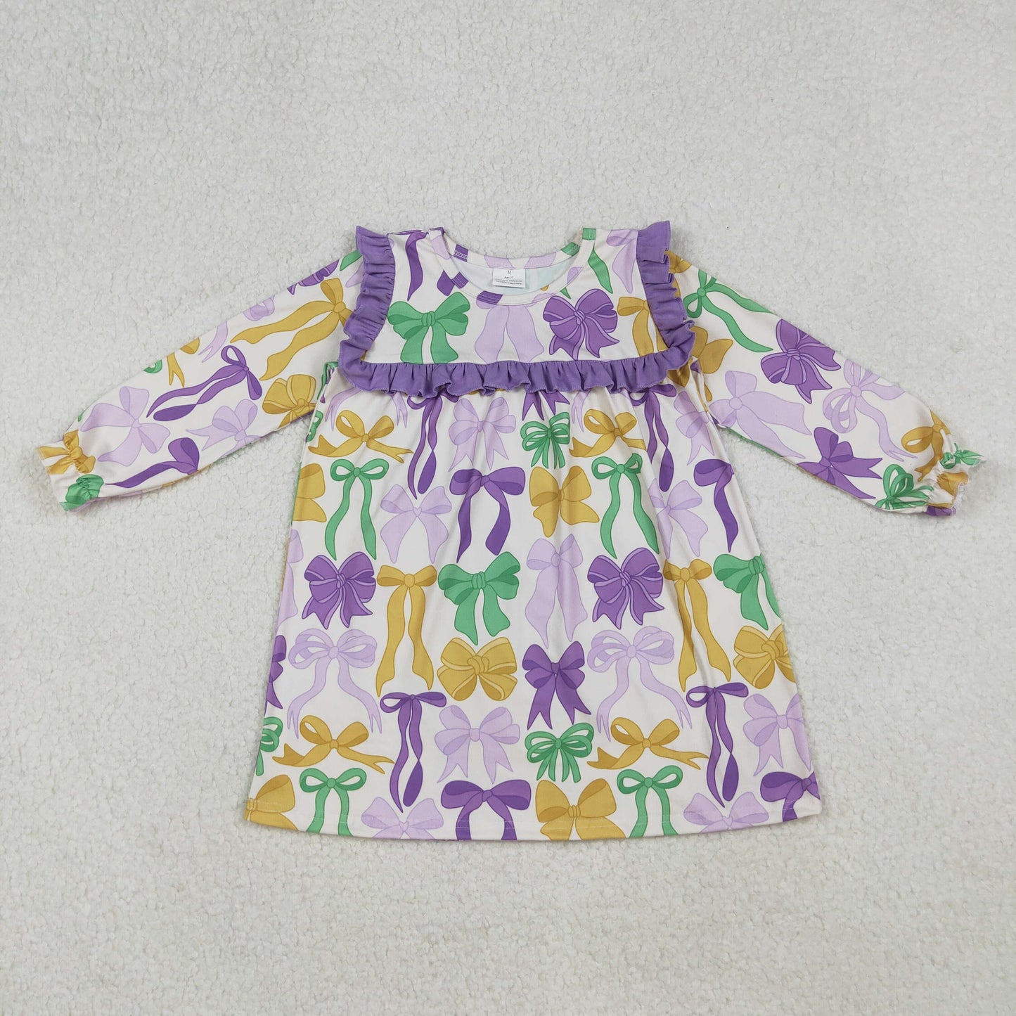 RTS NO MOQ Sibling baby girl clothes Mardi gras long-sleeved dresses