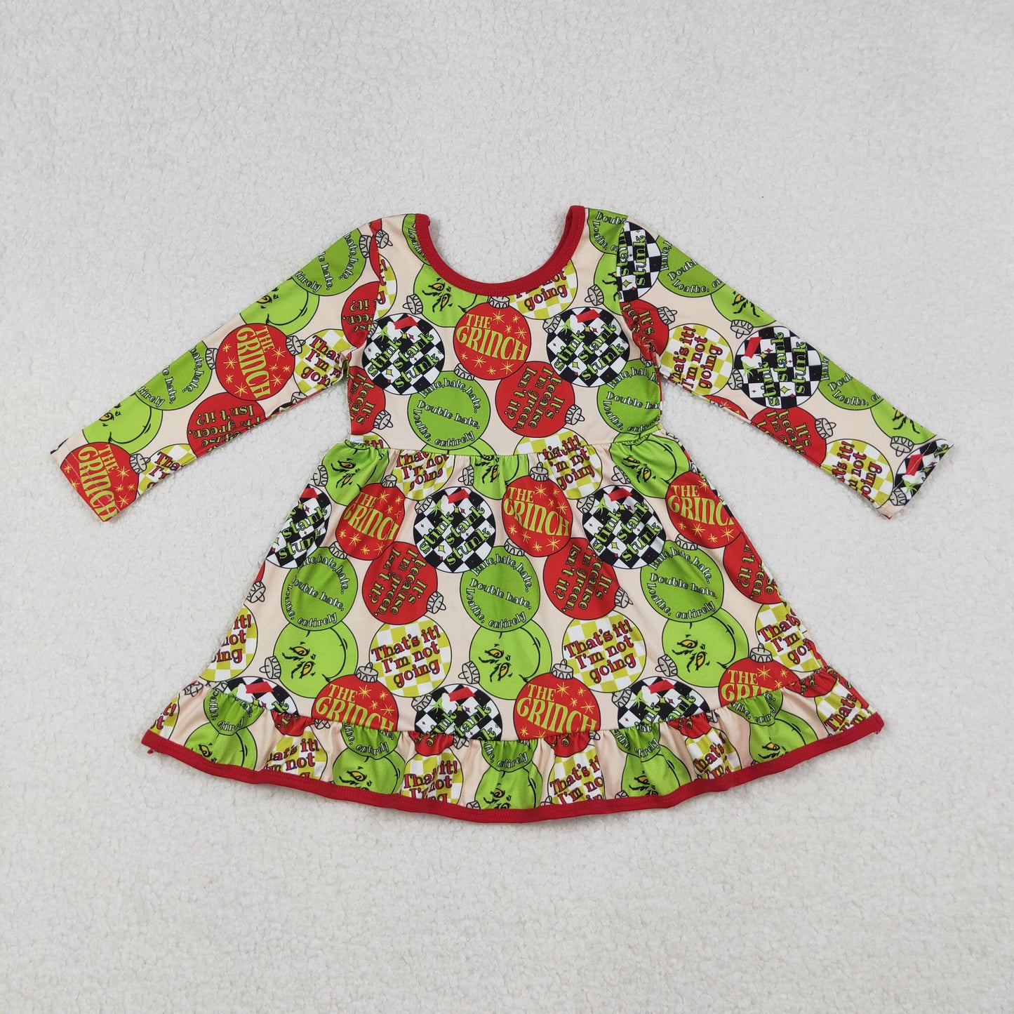 RTS Sibling baby girls clothes Christmas long sleeve dresses