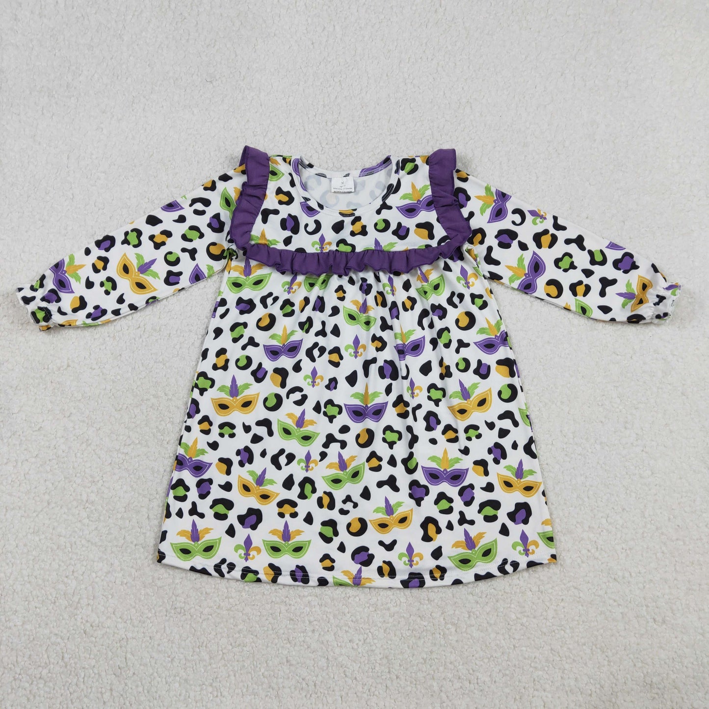 RTS NO MOQ Sibling baby girl clothes Mardi gras long-sleeved dresses