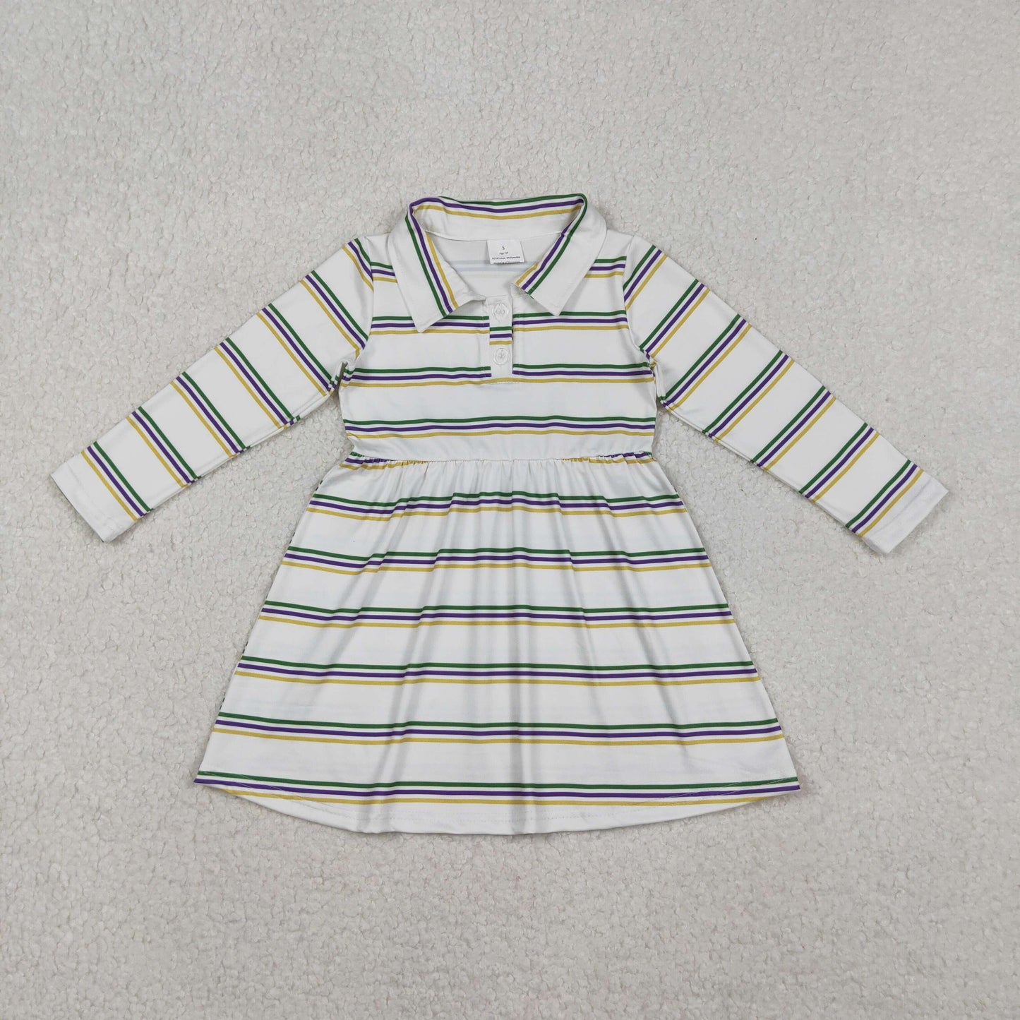 RTS NO MOQ Sibling baby girl clothes mardi gras long sleeve top & dress