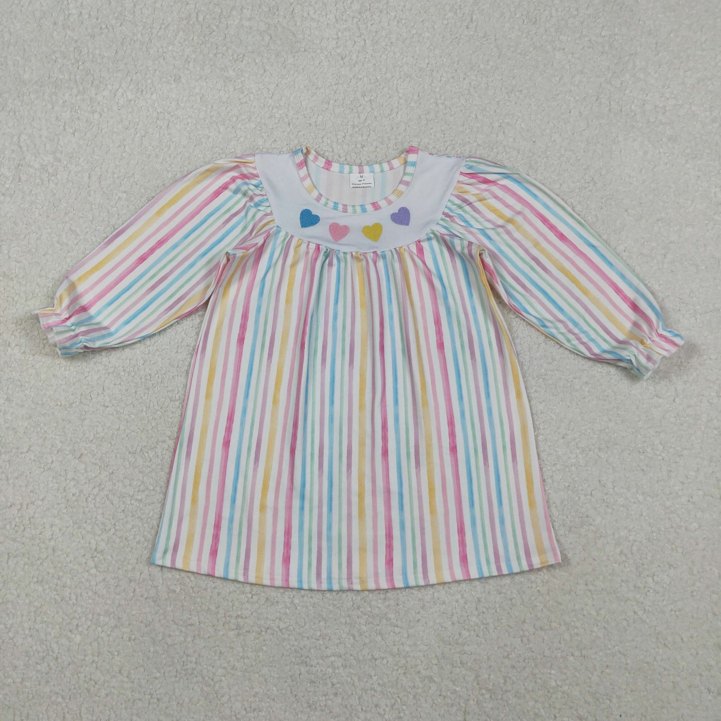 RTS NO MOQ Sibling baby girl clothes embroidery valentine love long sleeve romper and dress