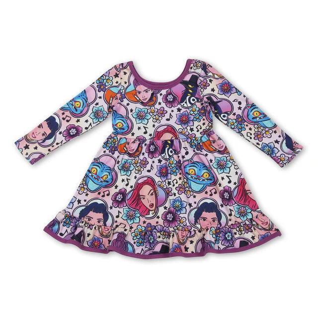 RTS NO MOQ Sibling milk silk Baby Girls Girls Music Flowers Ruffle Knee Length Dresses Romper Set