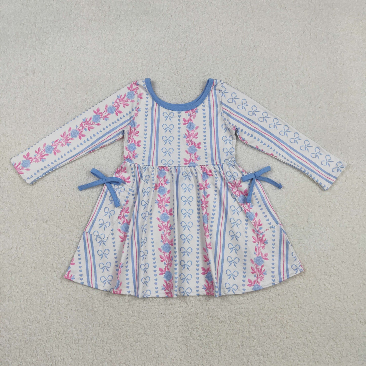 RTS NO MOQ Sibling baby girl clothes valentine love long-sleeved dresses