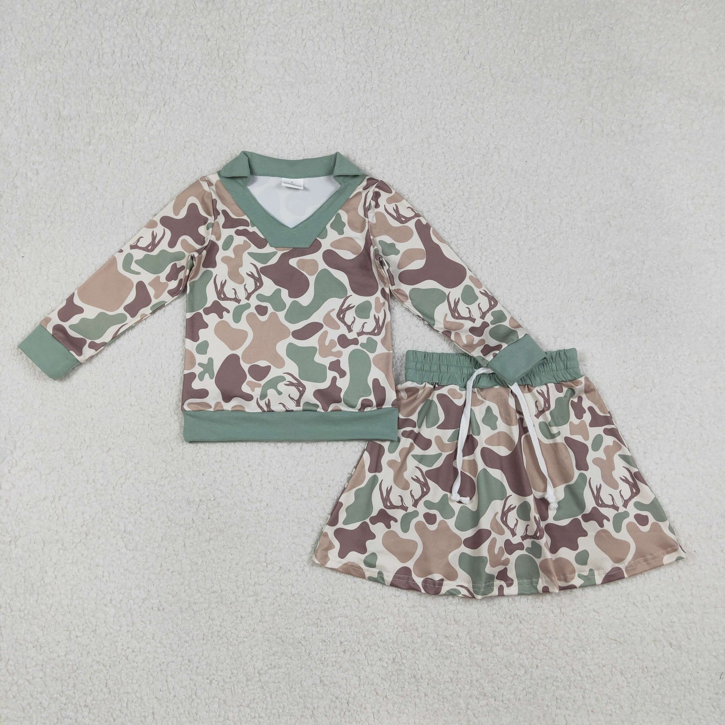 RTS no moq Sibling baby Boys and girls camouflage Short Sleeve Shorts sets and skirts swts