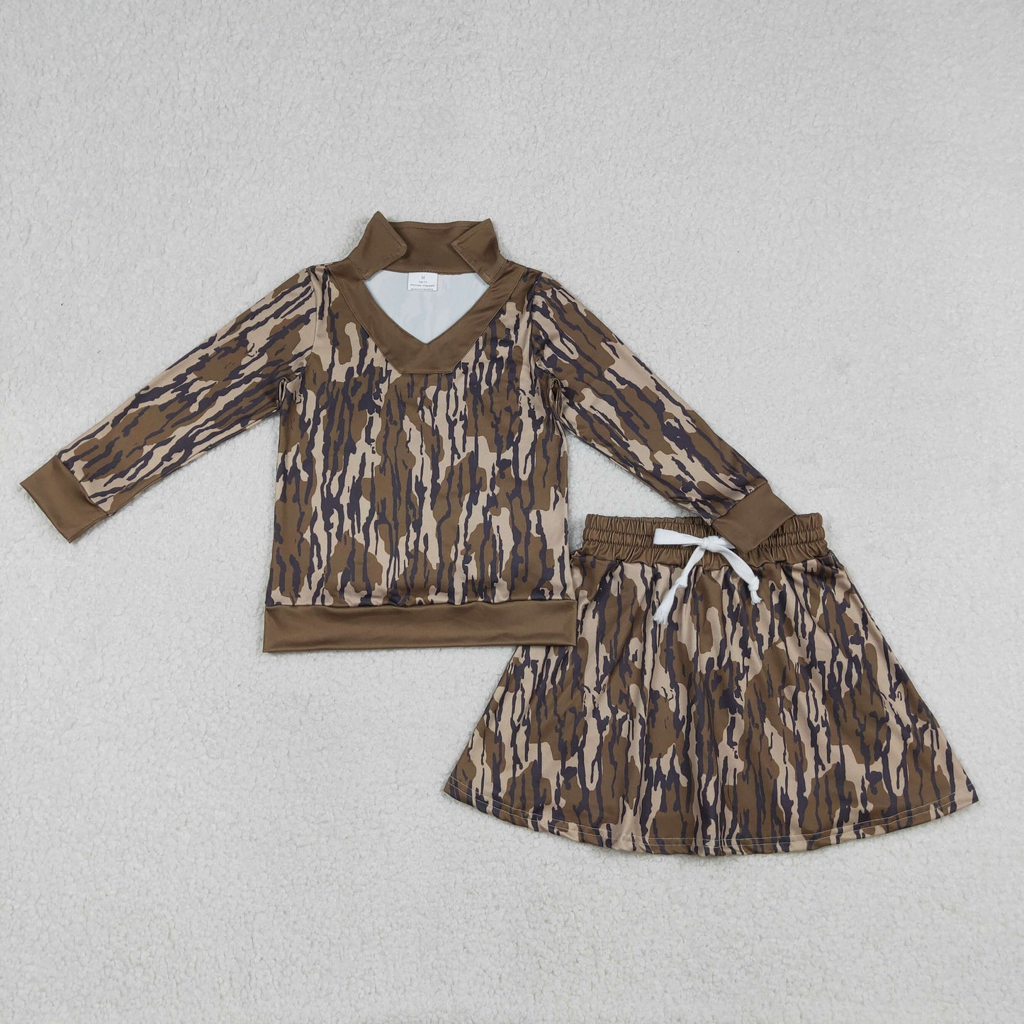 RTS NO MOQ Sibling Baby Girls Clothes camouflage long-sleeved skirts sets
