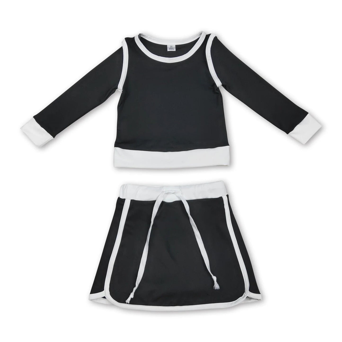 RTS NO MOQ Sibling cotton yoga fabric Baby Girls' Long Sleeve Top Skirt Shorts Set Active Yoga Clothes