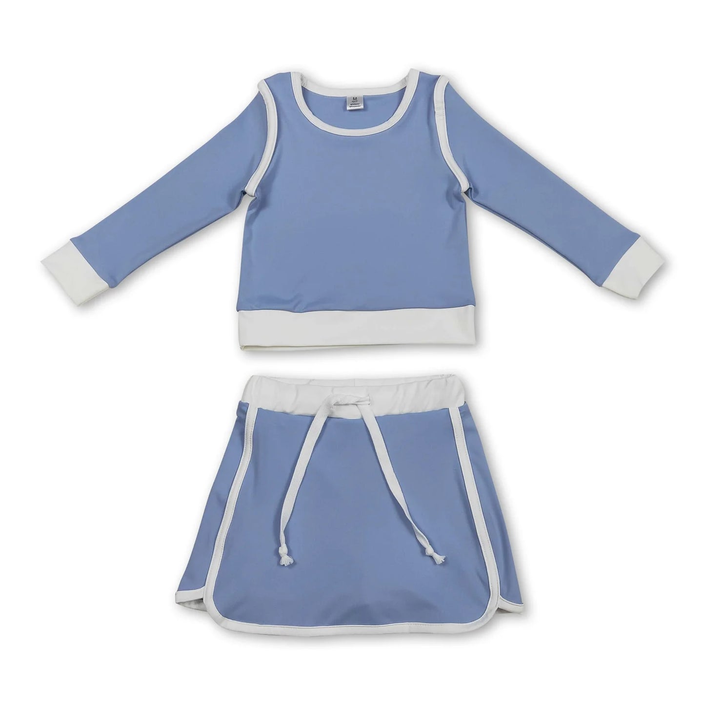 RTS NO MOQ Sibling cotton yoga fabric Baby Girls' Long Sleeve Top Skirt Shorts Set Active Yoga Clothes