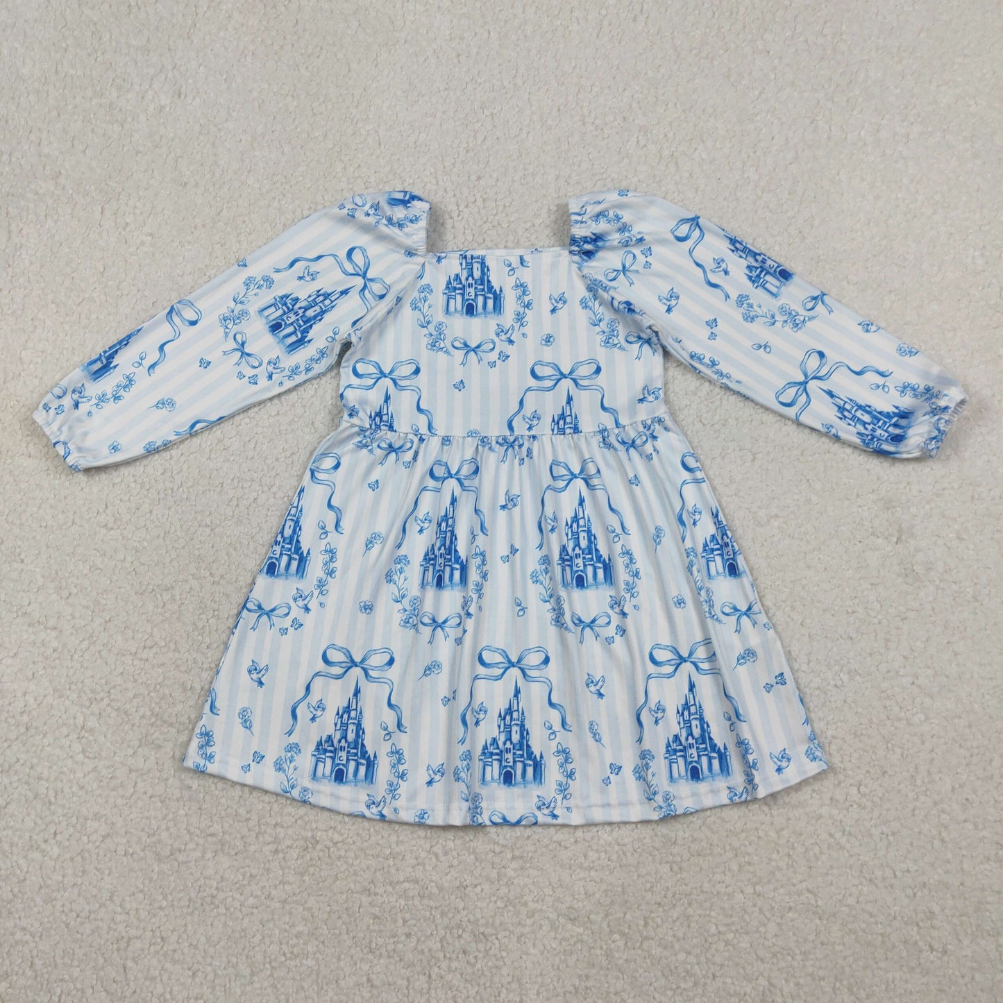 RTS NO MOQ sibling baby girls clothes blue long sleeve Clothes pants Sets and dress