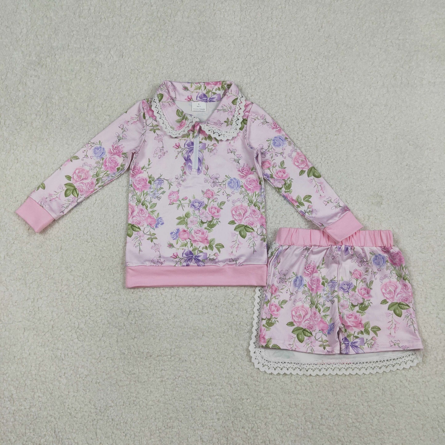 RTS NO MOQ Sibling baby girl clothes floral-sleeved shorts set and skirts sets