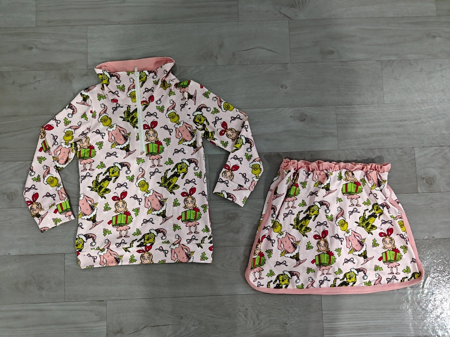 (Sample) No moq milk silk GLD1610 Baby Girls Christmas Zip Up Top Short Skirt Clothes Sets