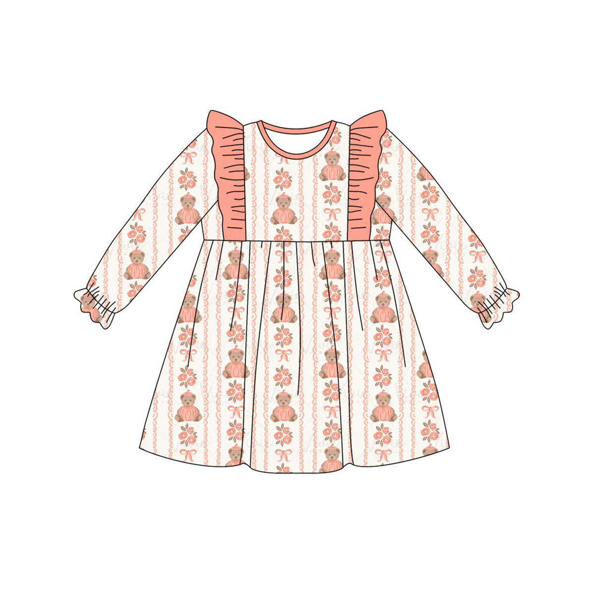 (Preorder new) No moq milk silk Baby Girls Bows Bears Flowers Stripe Tunic Ruffle Pant Set Dresses Rompers Fall Clothes