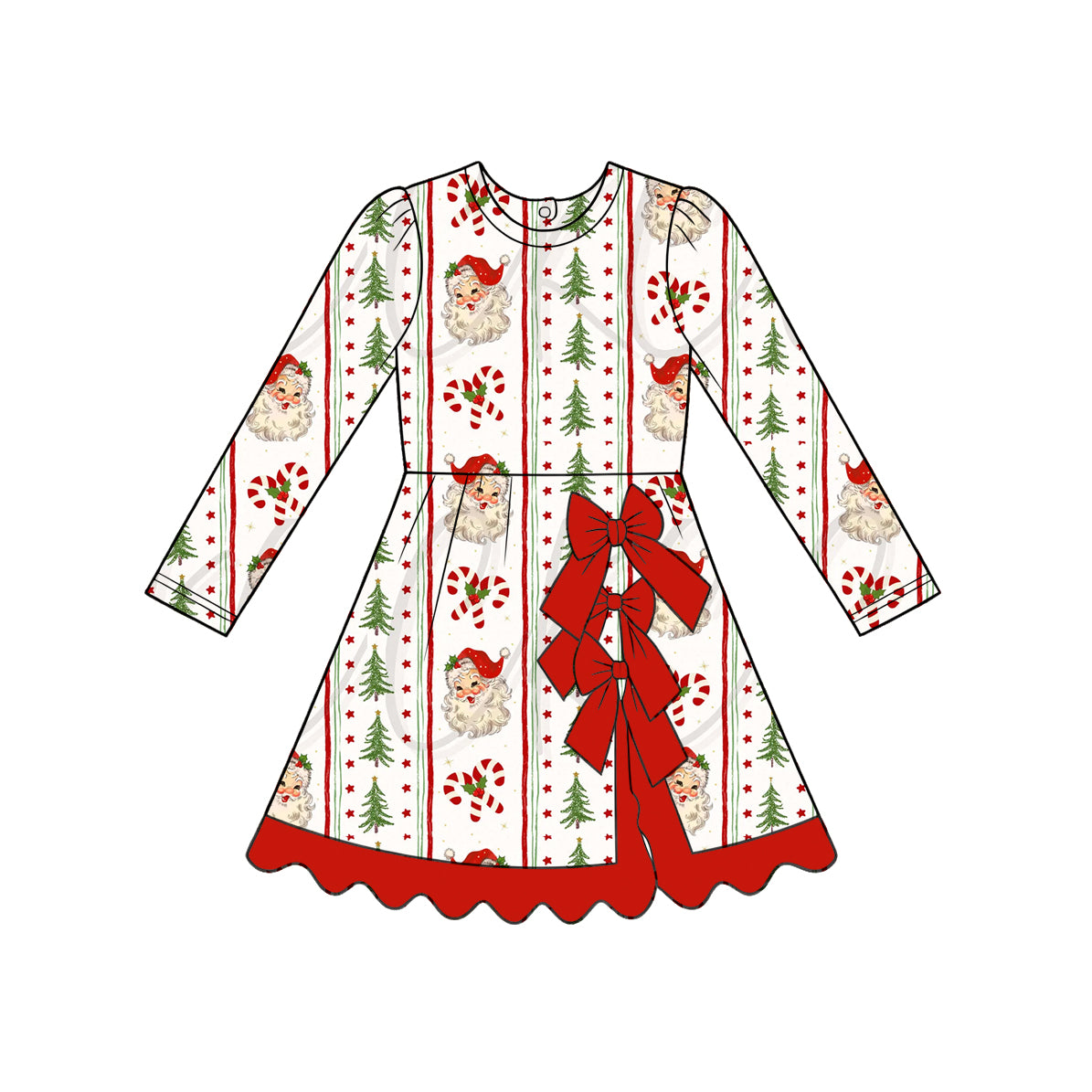 (Preorder new) No moq GLD1650 Yoga Baby Girls Santa Candy Cane Scallop Trim Short Yoga Skort Dresses