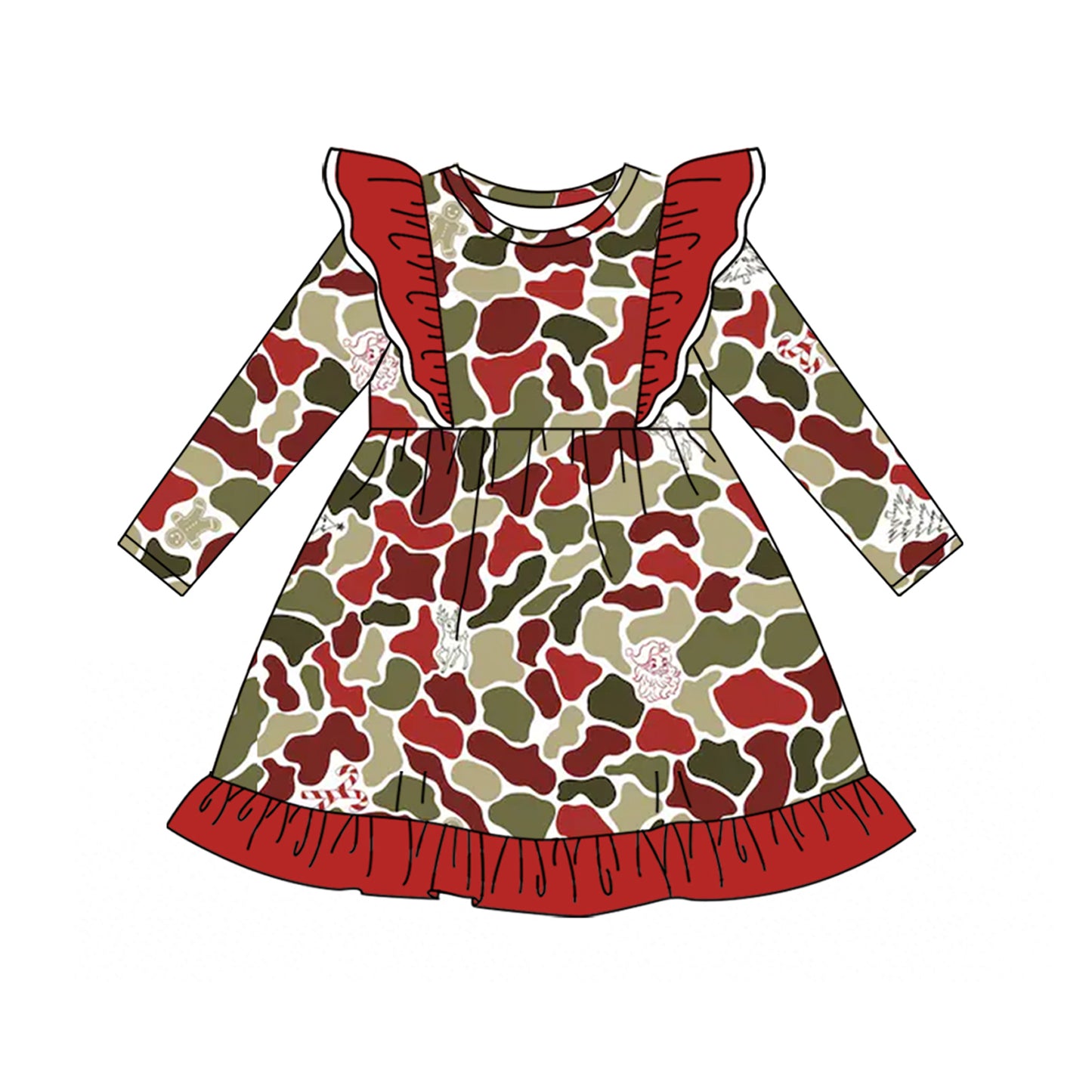 (Preorder new) No moq Baby Red Camouflage Long Sleeve Pants Sets Dress Matching Zip Up Long Sleeve Sweater