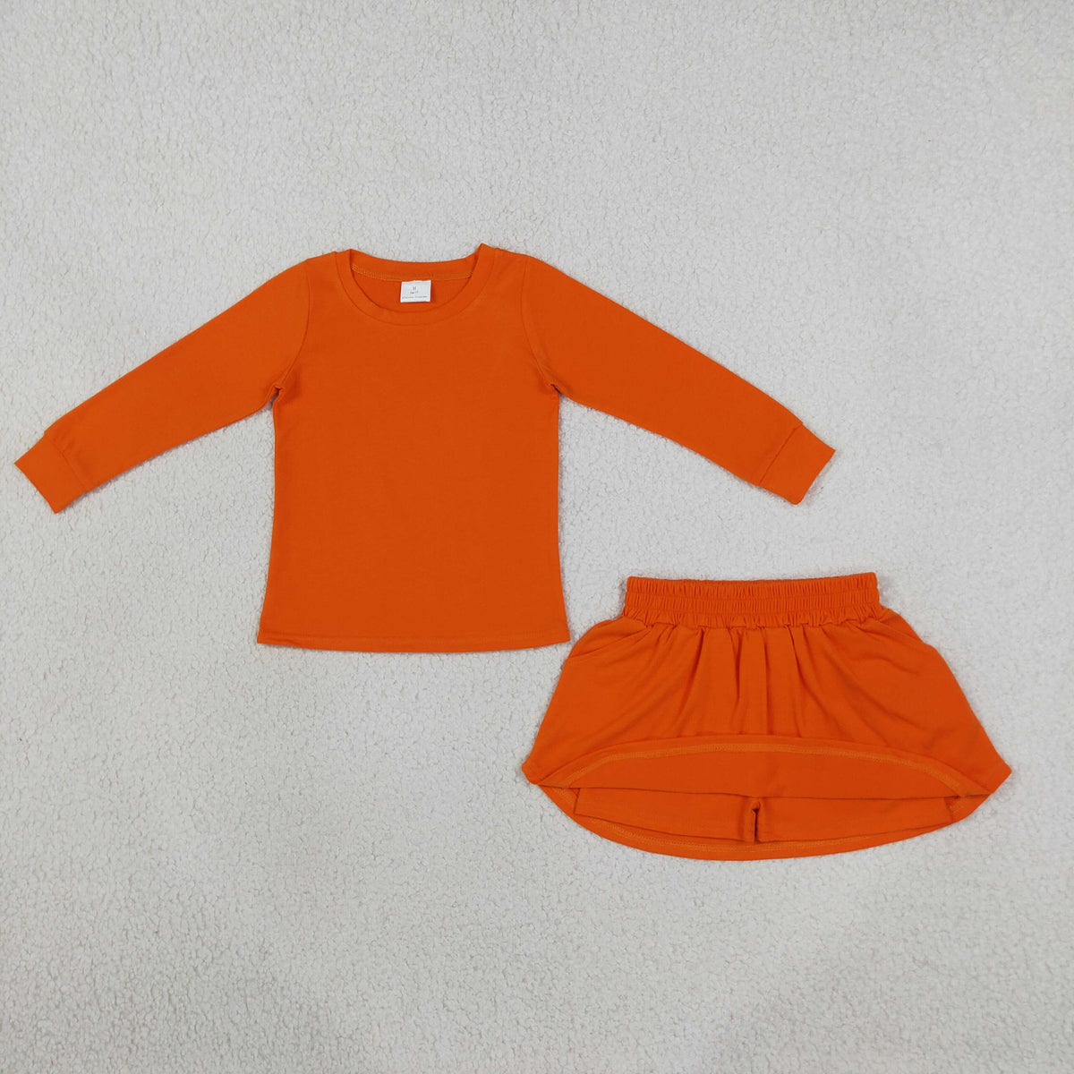 NEW RTS NO MOQ cotton GLD1696 Baby Girls Caramel Long Sleeve Top Pockets Skirt Short Sets