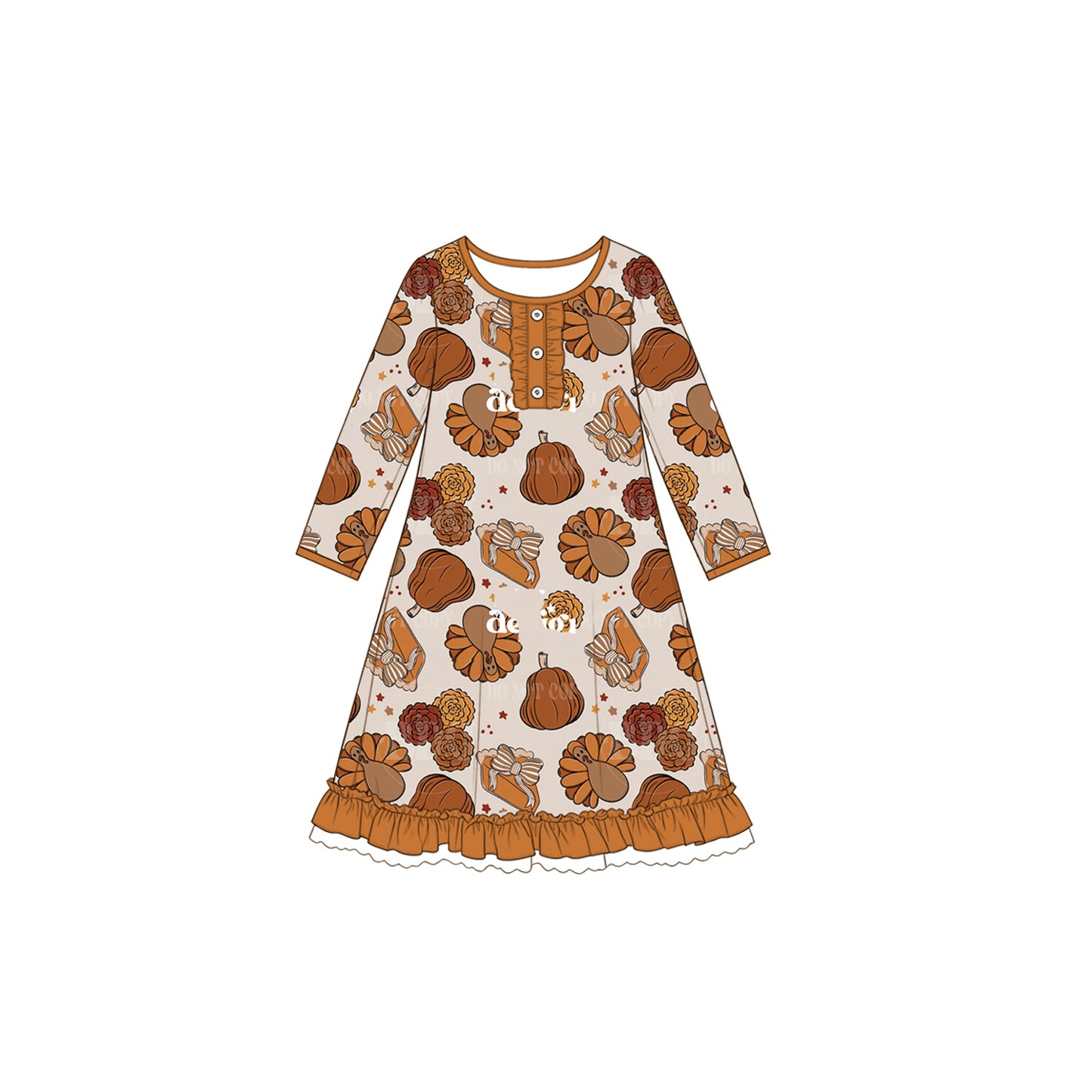 (Preorder new) No moq Baby Girls Turkey Pumpkin Print Long Sleeve Top And Pants Pajama Set Rompers Dress Blankets Thanksgiving Outfit