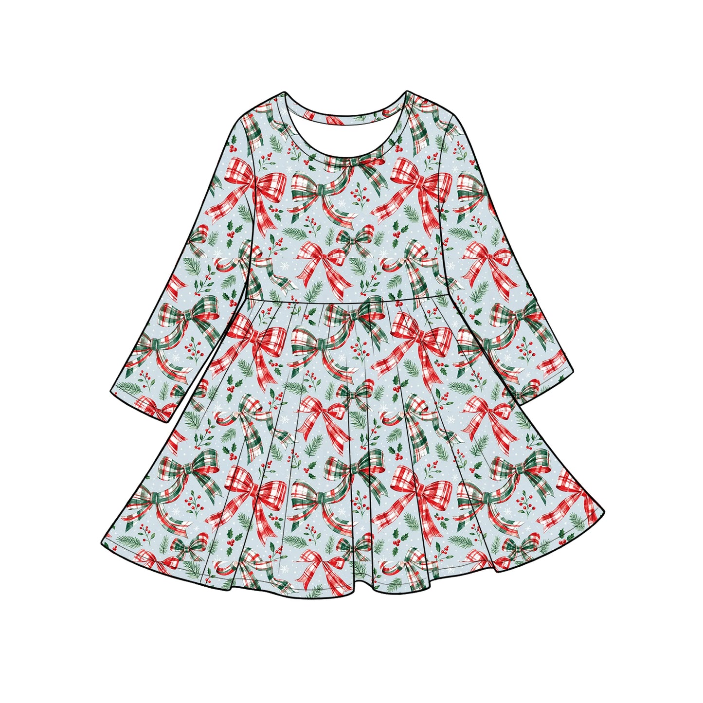 (Preorder new) No moq Baby Girls Plaid Bow Print Tunic Top Ruffle Pant Set Dress