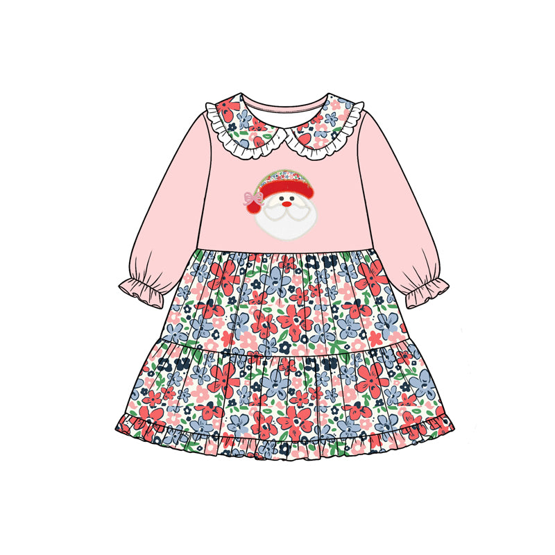 (Preorder new) No moq Baby Girls Christmas Santa Long Sleeve Top Bell Bottom Pant Clothes Set Rompers Dress