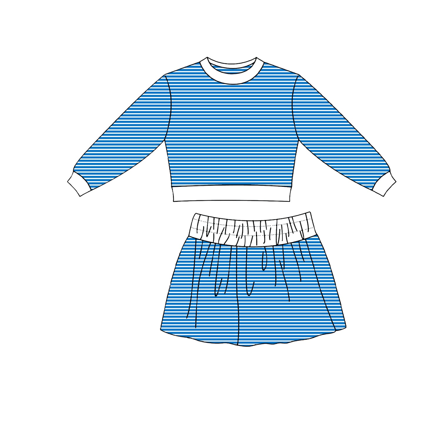 (Preorder new) No moq Yoga Baby Girls Striped Long Sleeve Top Skort Fall Clothes Set