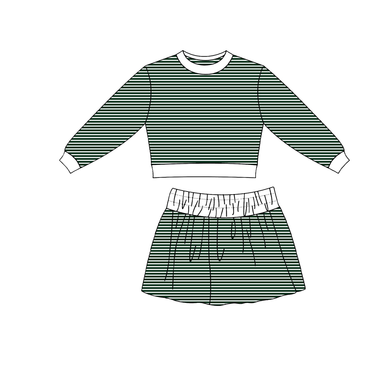 (Preorder new) No moq Yoga Baby Girls Striped Long Sleeve Top Skort Fall Outfit