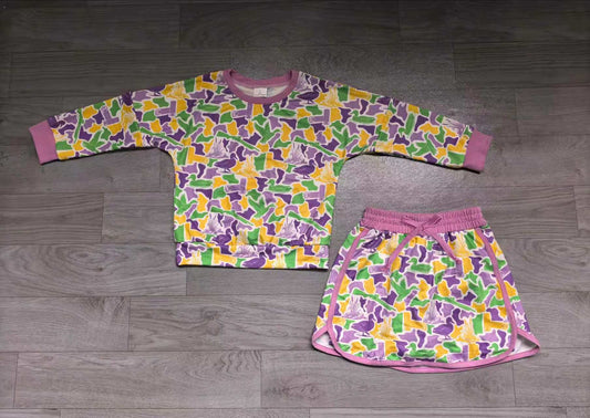 (Sample) No moq milk silk GLD1824 Baby Girls Camo Printed Long Sleeve Top Short Skirt Clothes Set