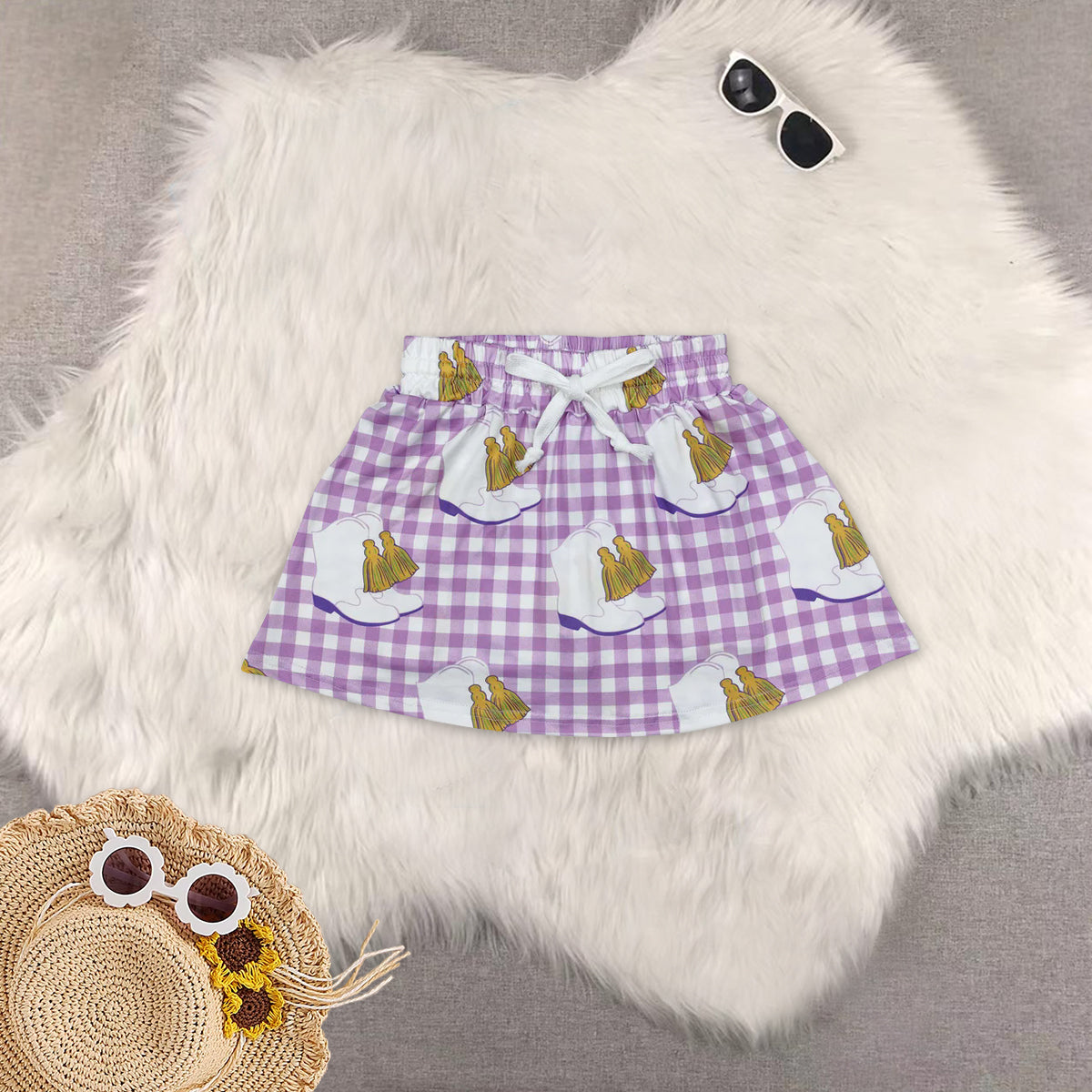RTS NO MOQ Sibling baby girl clothes Carnival yellow green purple color matching striped culottes skirts