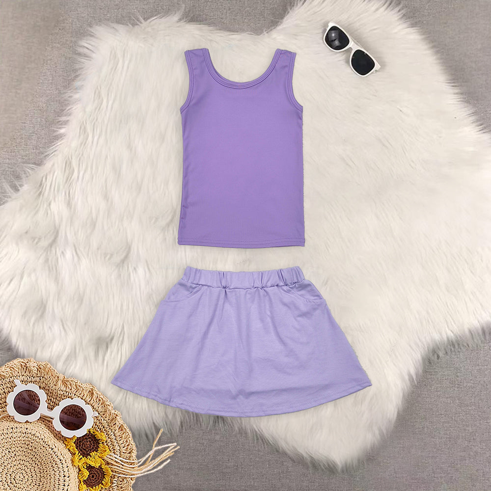 RTS NO MOQ Sibling baby girl clothes yoga short-sleeved skirt suit and short sleeve sets