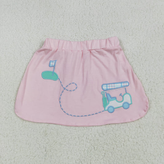 RTS NO MOQ GLK0071 Embroidered golf cart pink skirt