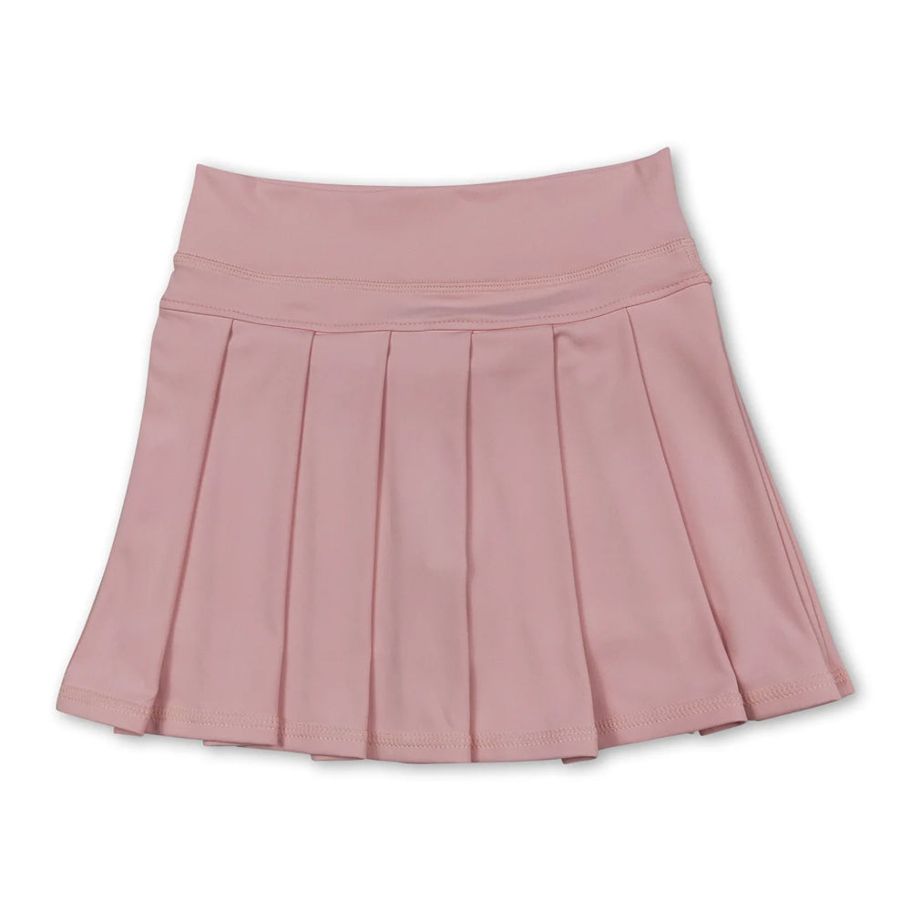 RTS NO MOQ Sibling yoga fabric cotton Baby Girls Solid Elastic Waist Pleated Sports Skirts Yoga Active Bottoms