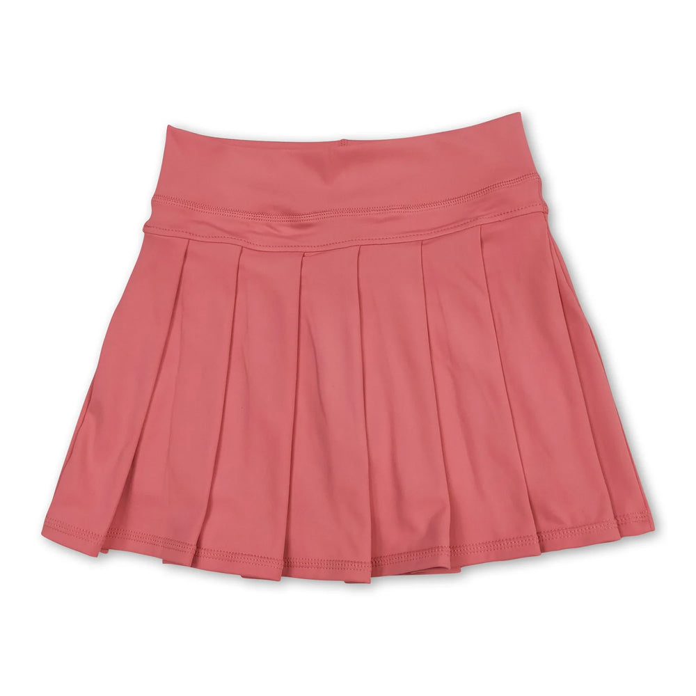 RTS NO MOQ Sibling yoga fabric cotton Baby Girls Solid Elastic Waist Pleated Sports Skirts Yoga Active Bottoms