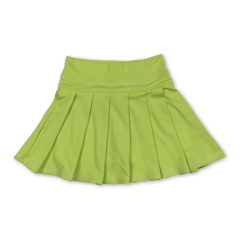 RTS NO MOQ Sibling yoga fabric cotton Baby Girls Solid Elastic Waist Pleated Sports Skirts Yoga Active Bottoms