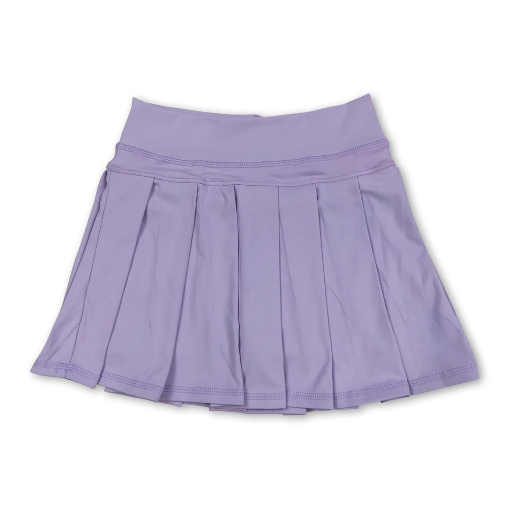 RTS NO MOQ Sibling yoga fabric cotton Baby Girls Solid Elastic Waist Pleated Sports Skirts Yoga Active Bottoms