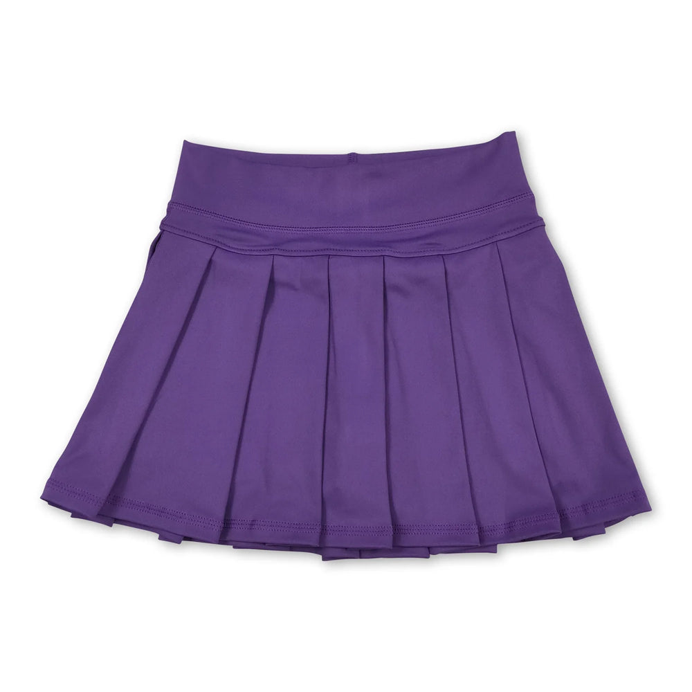 RTS NO MOQ Sibling yoga fabric cotton Baby Girls Solid Elastic Waist Pleated Sports Skirts Yoga Active Bottoms