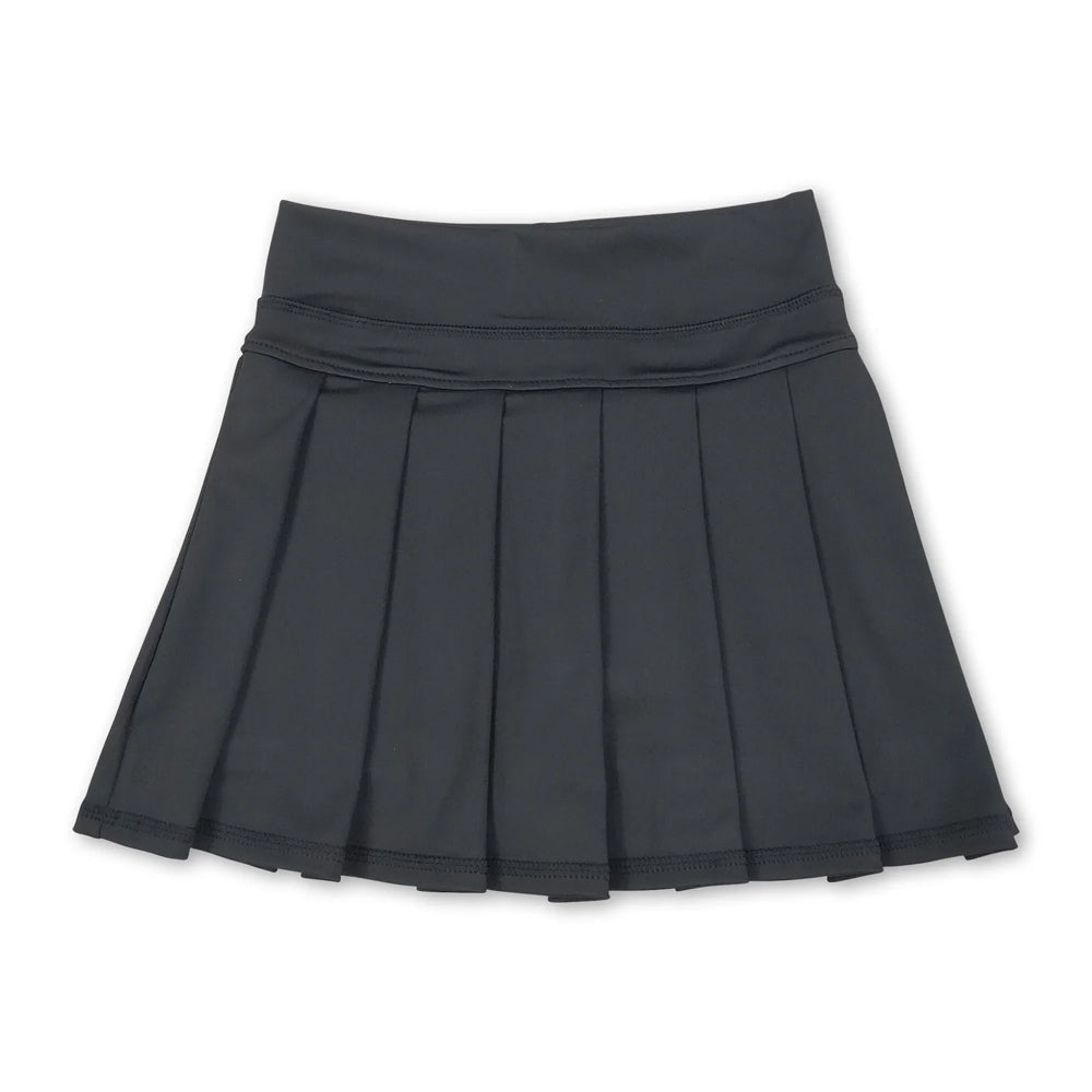RTS NO MOQ Sibling yoga fabric cotton Baby Girls Solid Elastic Waist Pleated Sports Skirts Yoga Active Bottoms