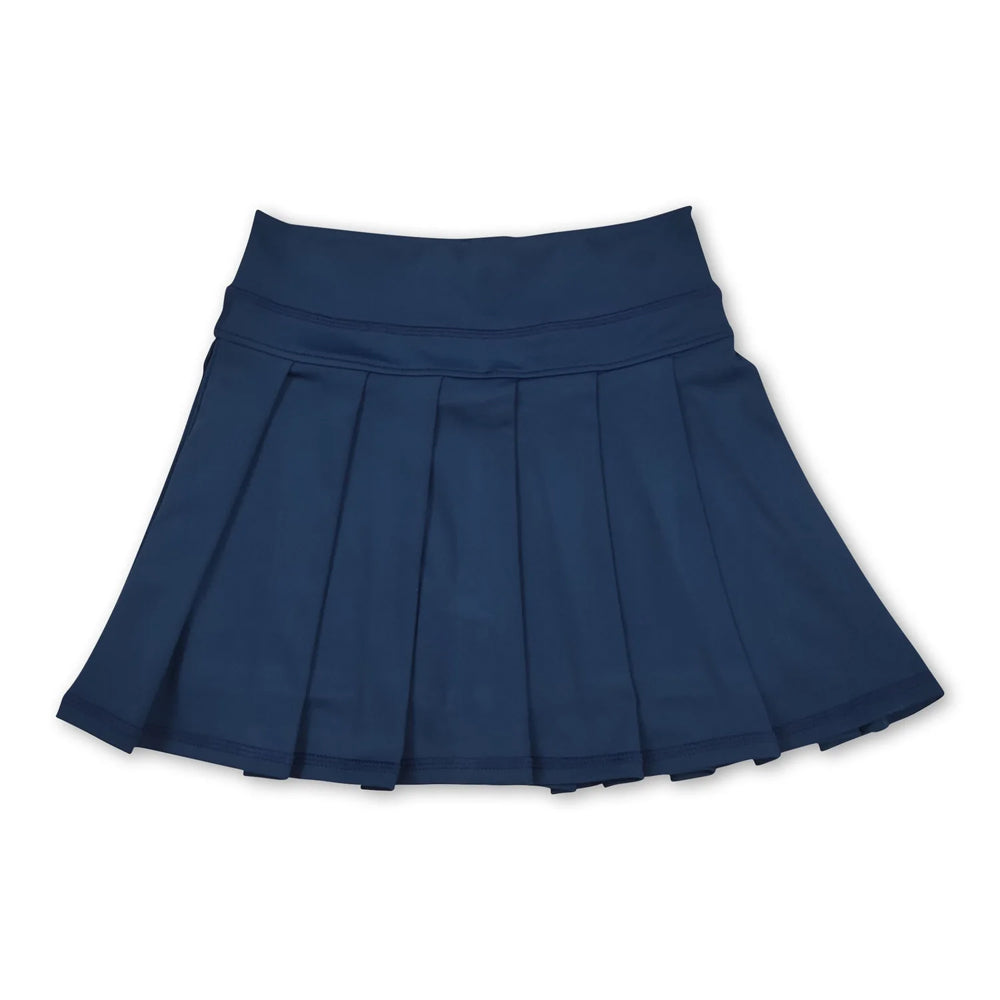 RTS NO MOQ Sibling yoga fabric cotton Baby Girls Solid Elastic Waist Pleated Sports Skirts Yoga Active Bottoms