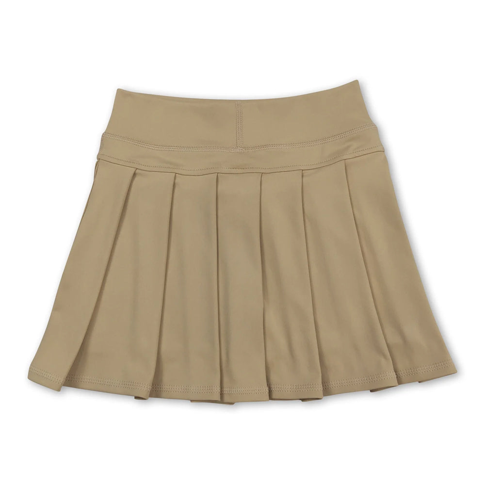 RTS NO MOQ Sibling yoga fabric cotton Baby Girls Solid Elastic Waist Pleated Sports Skirts Yoga Active Bottoms