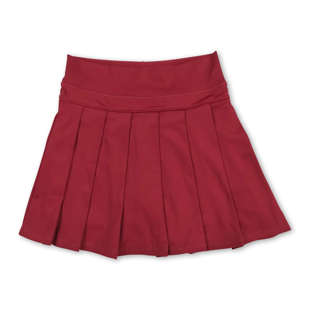 RTS NO MOQ Sibling yoga fabric cotton Baby Girls Solid Elastic Waist Pleated Sports Skirts Yoga Active Bottoms