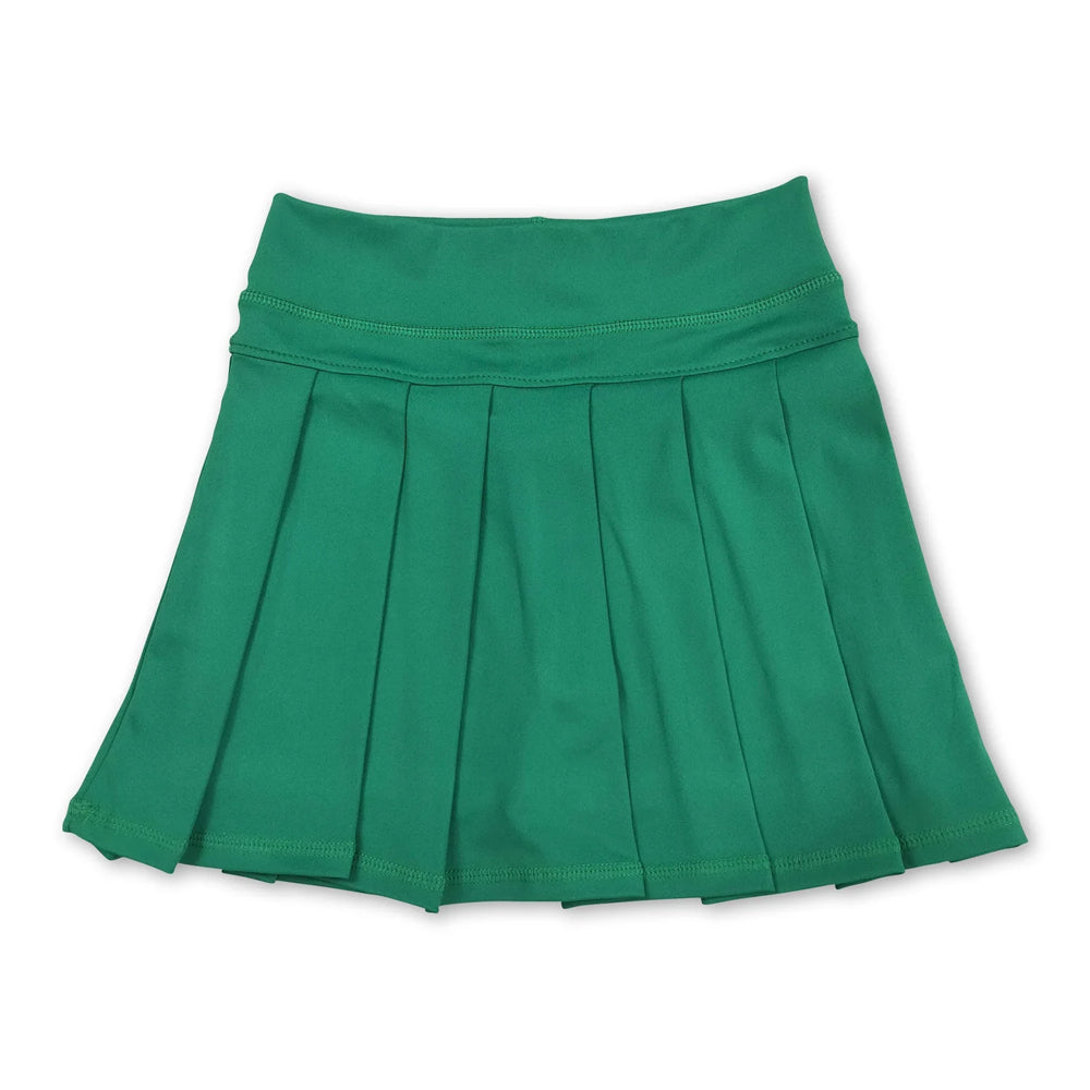 RTS NO MOQ Sibling yoga fabric cotton Baby Girls Solid Elastic Waist Pleated Sports Skirts Yoga Active Bottoms
