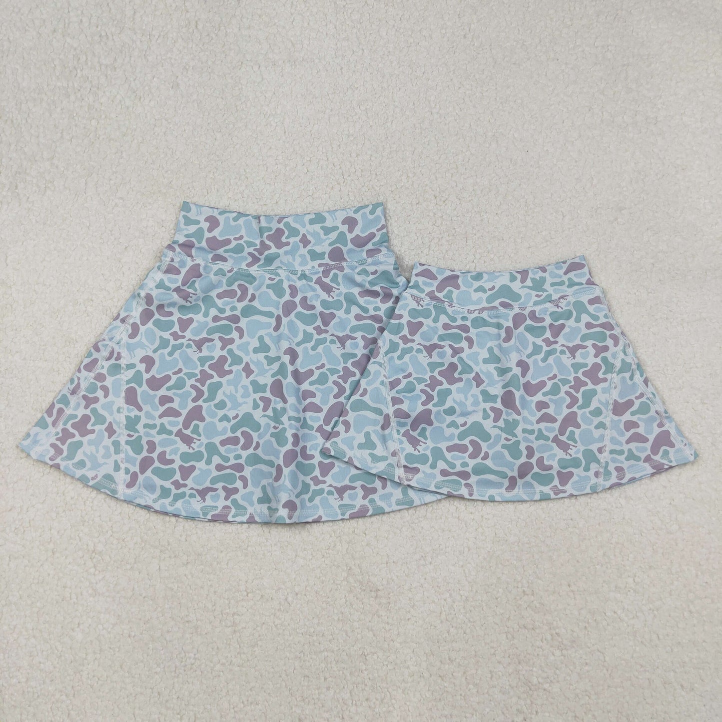 RTS NO MOQ Sibling Baby girl clothes and adult clothes yoga duck camouflage skirts and adult skirts