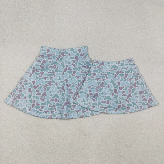 RTS NO MOQ Sibling Baby girl clothes and adult clothes yoga duck camouflage skirts and adult skirts