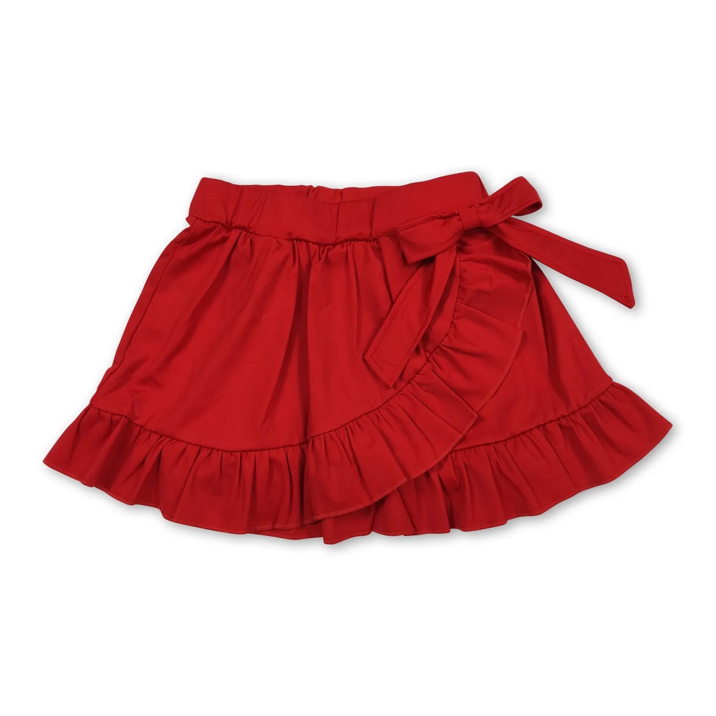 RTS NO MOQ Sibling yoga fabric cotton Baby Girls Top Shorts Clothes Set Dresses Skirts Red Athletic Active Wear