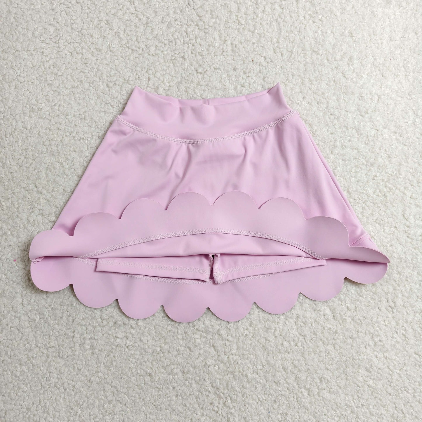 RTS NO MOQ yoga fabric cotton GLK0268 Baby Girls Pink Scallop Edge Yoga Active Skort Bottom