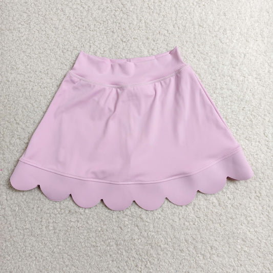 RTS NO MOQ yoga fabric cotton GLK0268 Baby Girls Pink Scallop Edge Yoga Active Skort Bottom