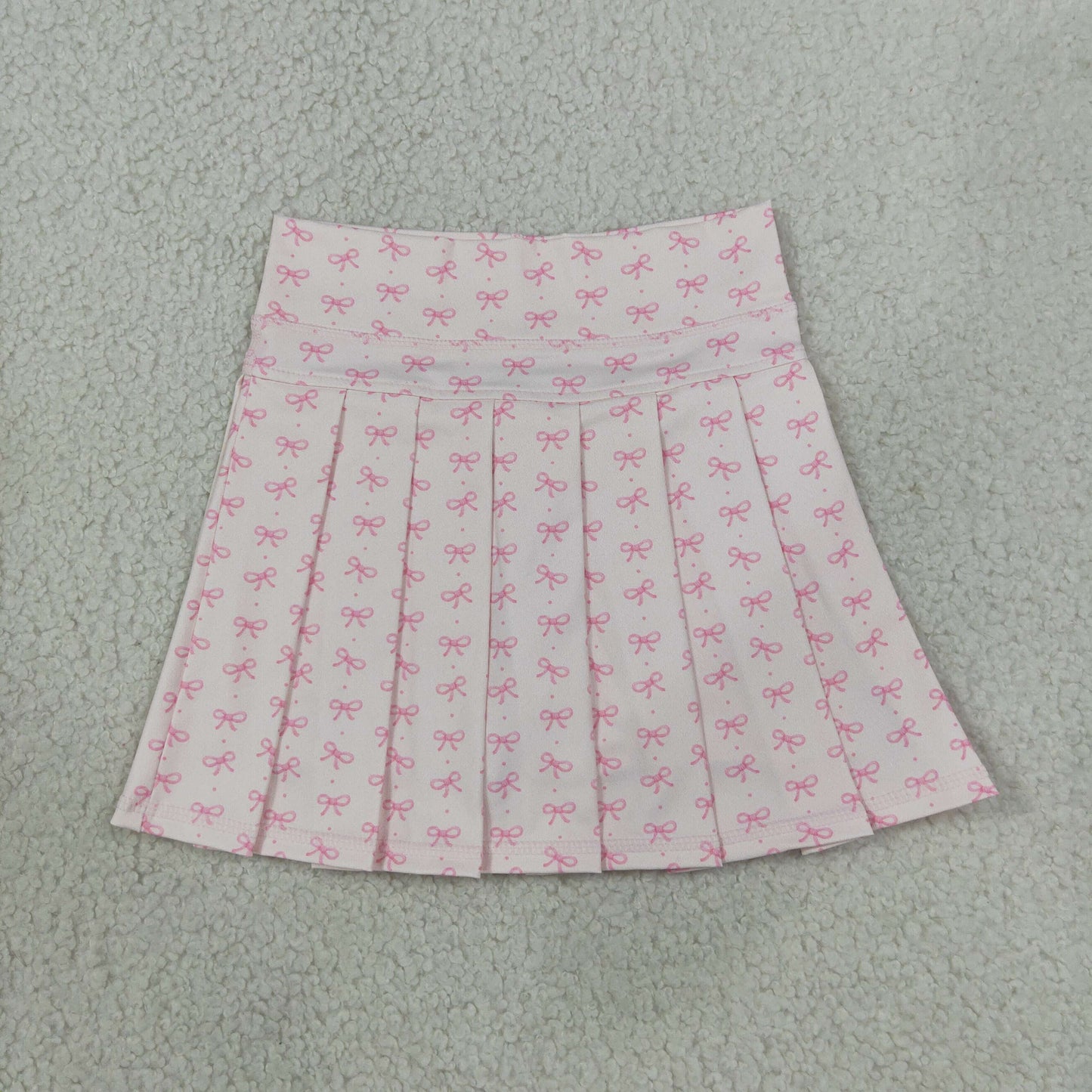 NEW RTS NO MOQ yoga fabric GLK0305 Yoga Baby Girls Pink Bow Polka Dot Print Yoga Pleated Skort Shorts Bottom