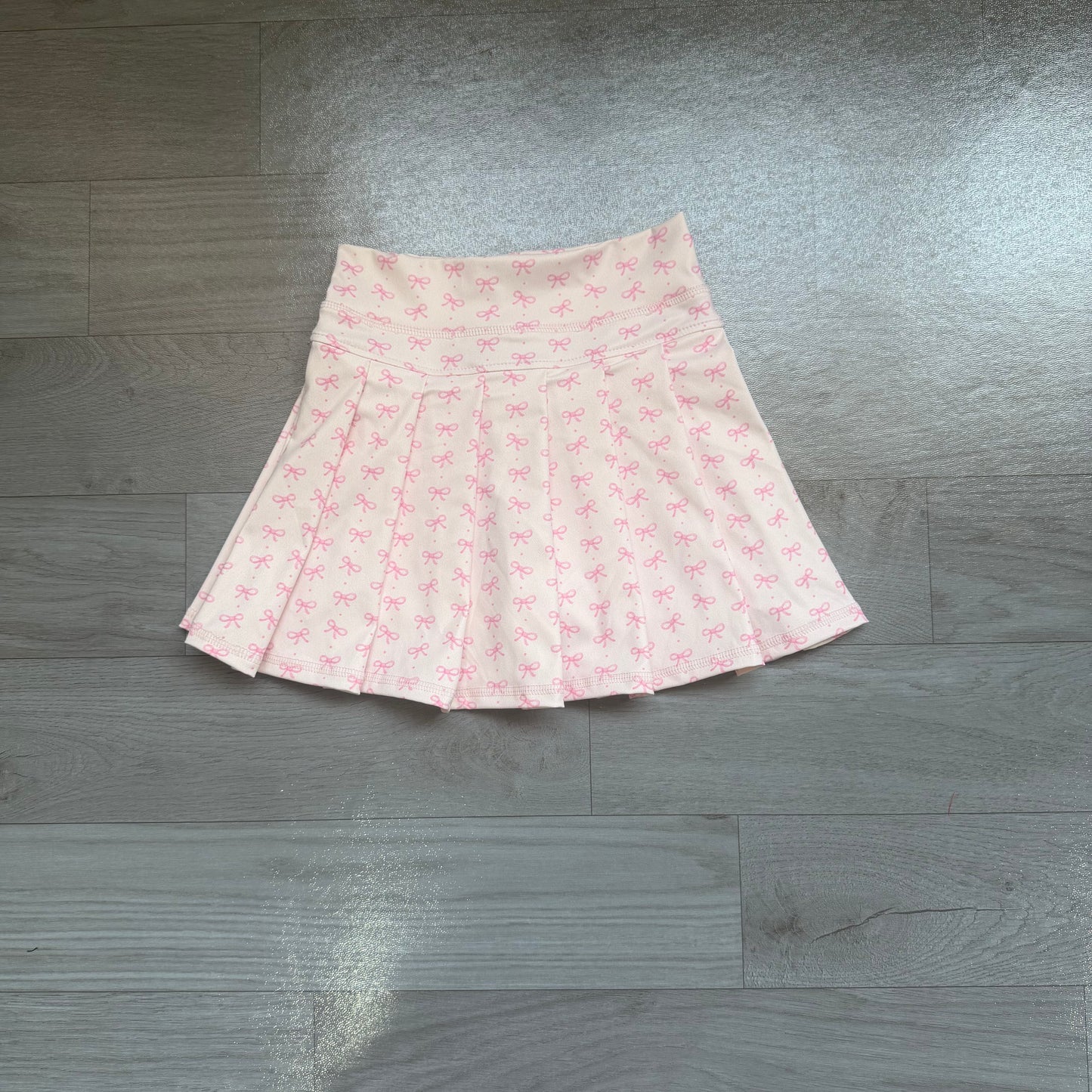 (Sample) No moq yoga fabric cotton GLK0305 Yoga Baby Girls Pink Bow Polka Dot Print Yoga Active Pleated Skort Shorts Bottom