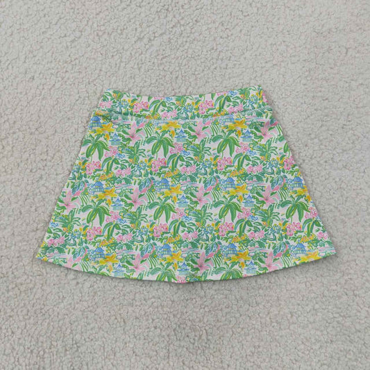 RTS NO MOQ yoga fabric GLK0311 Baby Girls Sea Beach Print Yoga Active Skort Shorts Summer Bottom