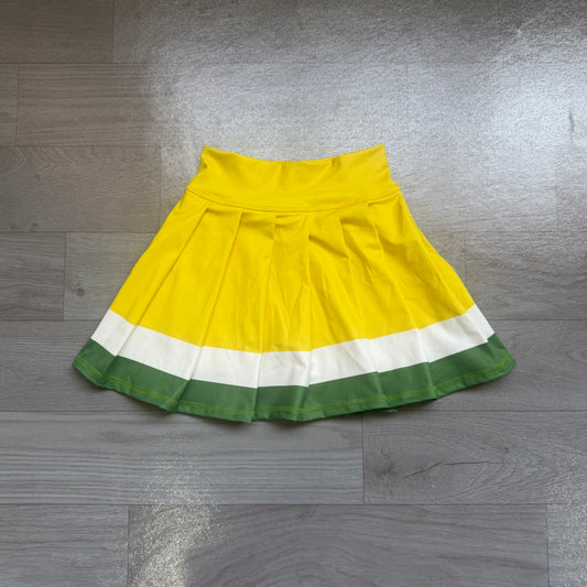 (Sample) No moq yoga fabric cotton GLK0319 Yoga Baby Girls Yellow Green Stripes Pleated Skort Yoga Bottoms