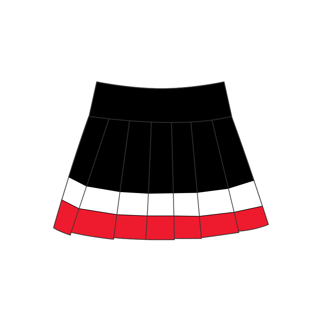 (Preorder new) No moq GLK0320 Yoga Baby Girls Black Red Stripes Pleated Skort Yoga Bottoms