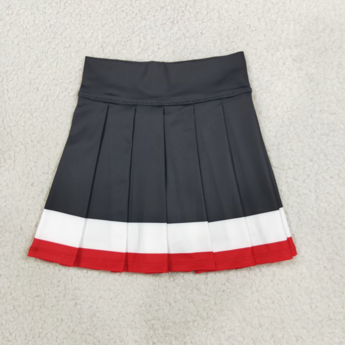 NEW RTS NO MOQ yoga fabric cotton GLK0320 Yoga Baby Girls Black Red Stripe Athletic Pleated Skirt Shorts