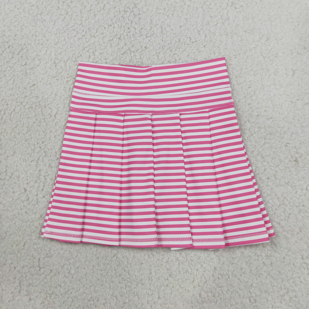 NEW RTS NO MOQ yoga fabric GLK0335 Yoga Baby Girls Pink White Striped High Waist Pleated Skort Casual Skort